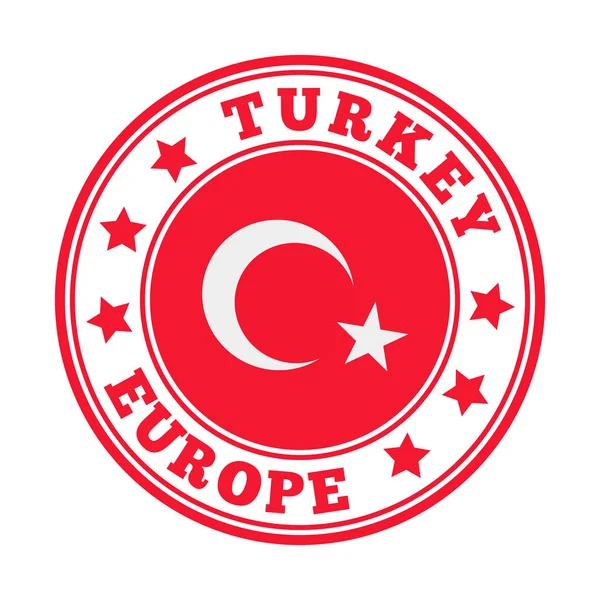 Turquía signo redondo país logotipo con la bandera de Turquía Vector ilustración — Vector de stock