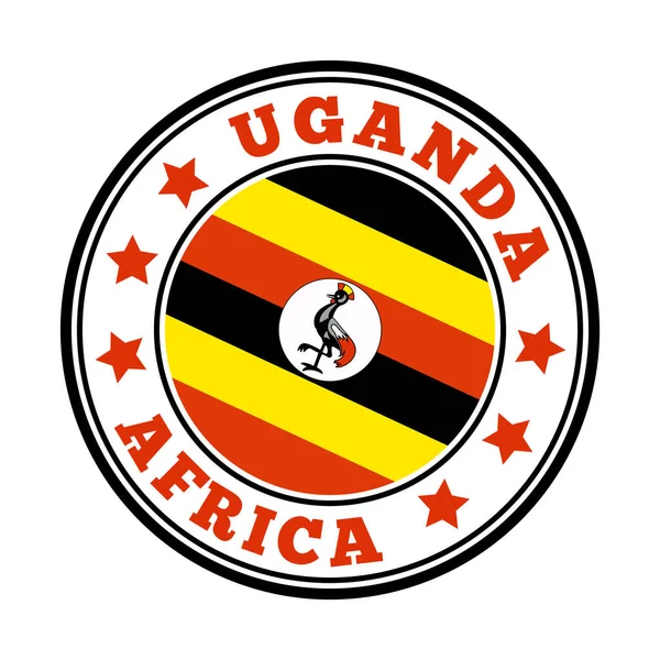 Uganda sign Round country logo with flag of Uganda Vector illustration — 스톡 벡터
