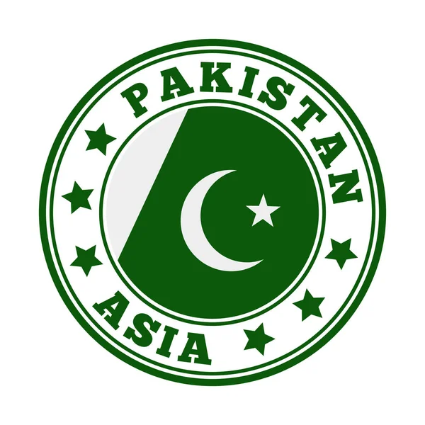 Pakistán signo redondo país logotipo con la bandera de Pakistán Vector ilustración — Vector de stock