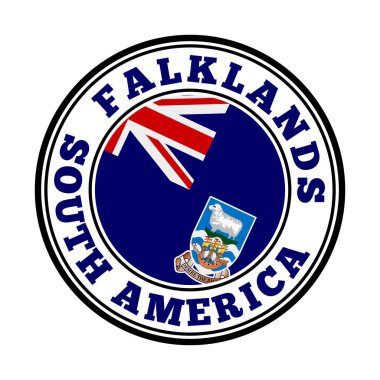 Falklands, Falkland Vektör illüstrasyonunun bayrağıyla Yuvarlak Ülke logosunu imzaladı