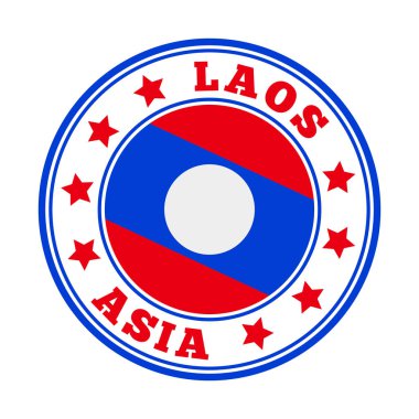 Laos, Laos Vektör illüstrasyonunun bayrağıyla yuvarlak ülke logosunu imzaladı