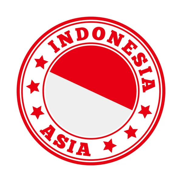 Indonesia menandatangani logo negara bulat dengan bendera Indonesia Vektor ilustrasi - Stok Vektor