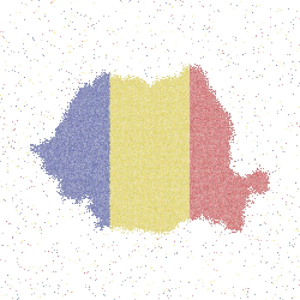 Χάρτης της Ρουμανίας Ψηφιδωτός χάρτης ύφους με σημαία Ρουμανίας Εικονογράφηση διάνυσμα — Διανυσματικό Αρχείο