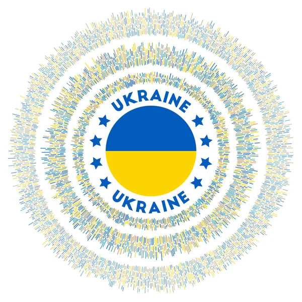 Ukrajinský symbol Zářící země vlajka s barevnými paprsky Lesklý výbuch slunce s vlajkou Ukrajiny Trendy — Stockový vektor
