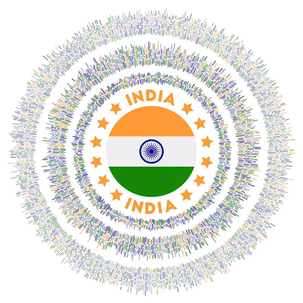 Indien symbol Strålande land flagga med färgglada strålar Glänsande solbränna med Indien flagga Klassisk vektor — Stock vektor