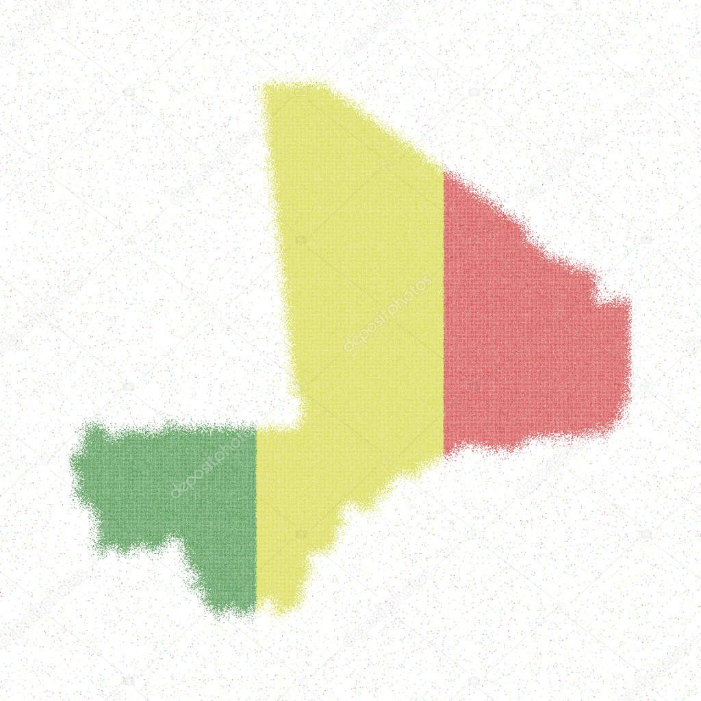Map of Mali Mosaic style map with flag of Mali Ravishing vector illustration
