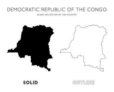 Dr. Kongo haritası. Ülkenin boş vektör haritası. Bilgi için Dr Kongo 'nun sınırları. Vektör illüstrasyonu.
