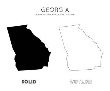 Georgia haritası. US State 'in boş vektör haritası. Bilgi için Gürcistan sınırları. Vektör illüstrasyonu.