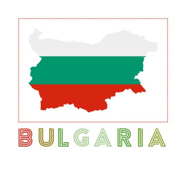 Bulgaria Logo Map of Bulgaria with country name and flag Powerful vector illustration clipart