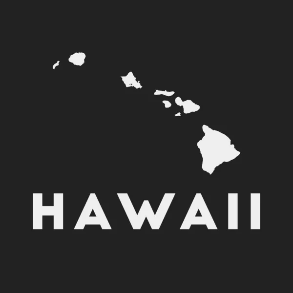 Icono de Hawaii Mapa de la isla sobre fondo oscuro Elegante mapa de Hawaii con nombre de isla Vector — Vector de stock
