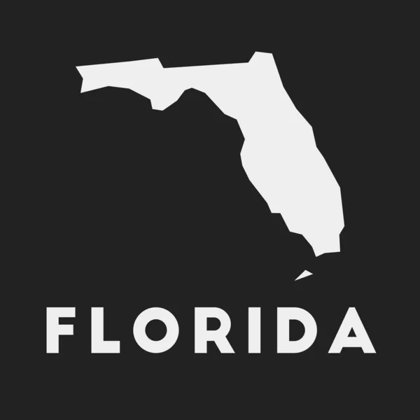 Icono de Florida Us mapa del estado sobre fondo oscuro Elegante mapa de Florida con nosotros nombre del estado Vector — Vector de stock