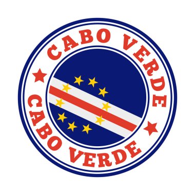 Cabo Verde, Cabo Verde Vektör illüstrasyonunun bayrağıyla yuvarlak ülke logosunu imzaladı