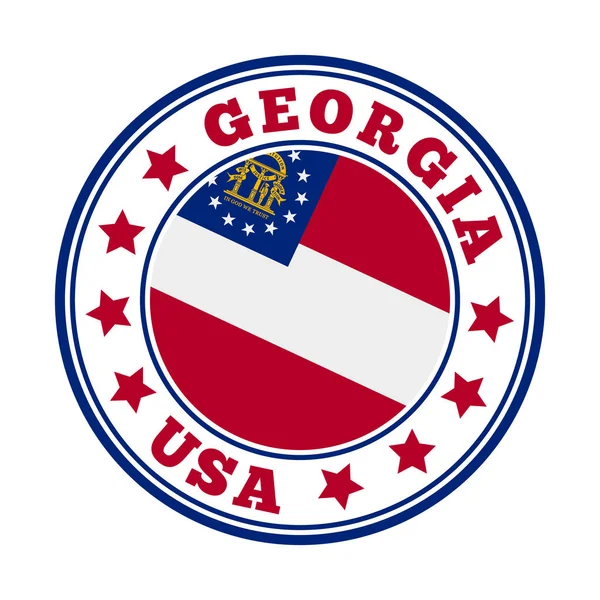 Georgia znak okrągły nas stan logo z flagą Gruzji Wektor ilustracji — Wektor stockowy