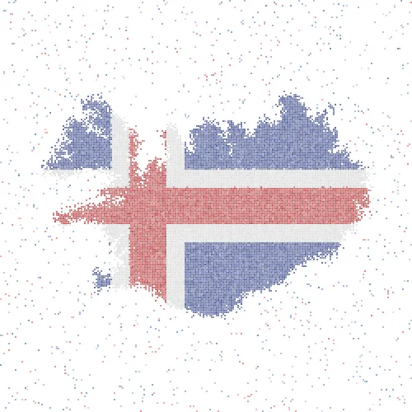 Mapa de Islandia Mapa de estilo mosaico con la bandera de Islandia Vector illustration — Archivo Imágenes Vectoriales