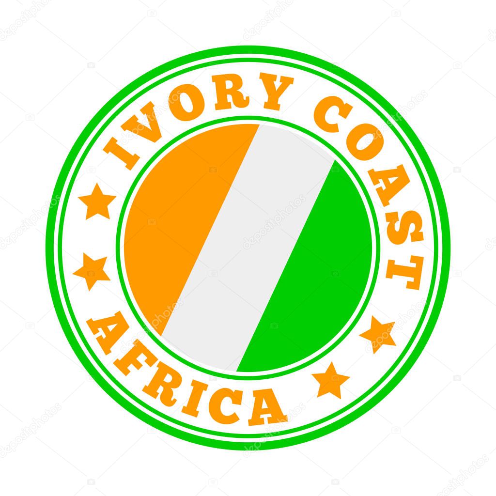 Ivory Coast sign Round country logo with flag of Ivory Coast Vector illustration