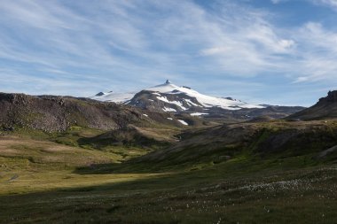 Icelandic landscape Snaefellsjokull volcano in Iceland Snaefellsnes national park