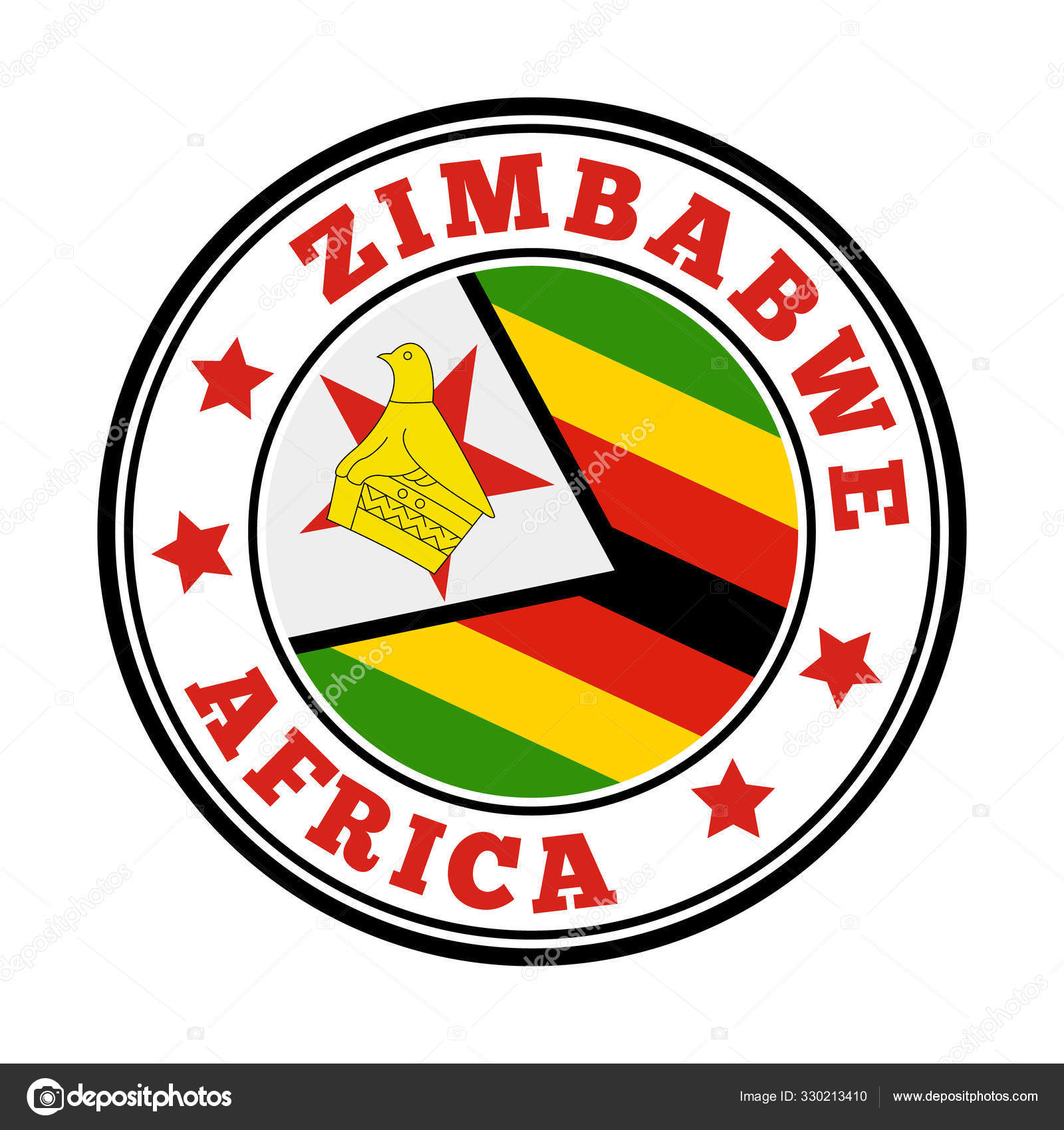 Zimbabwe Sign Round Country Logo With Flag Of Zimbabwe Vector