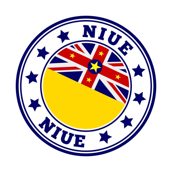 Značka Niue Logo kulaté země s vlajkou Niue vektorové ilustrace — Stockový vektor