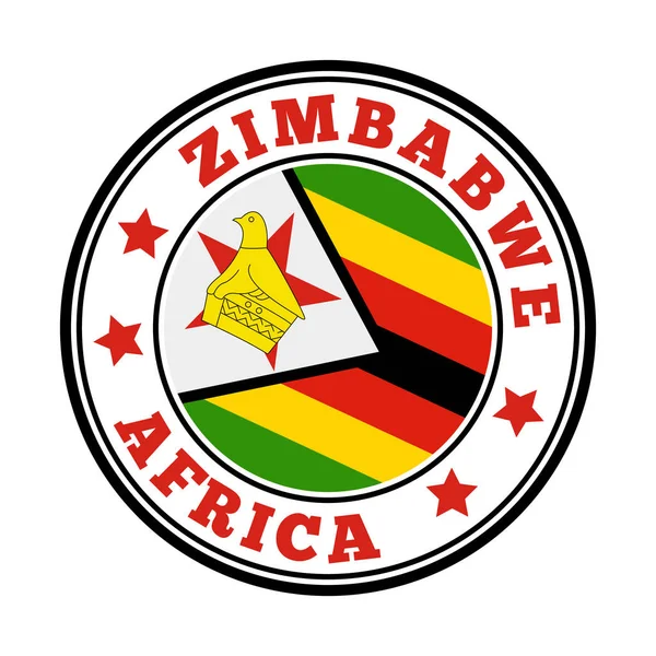 Zimbabwe sign Round country logo with flag of Zimbabwe Vector illustration — 스톡 벡터