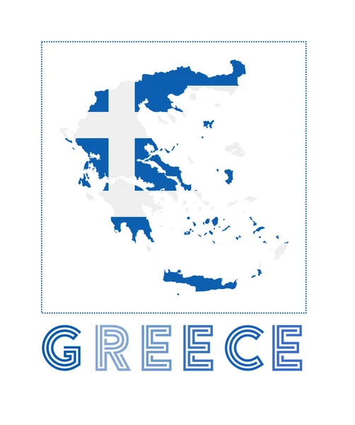 Grécia Logo Map of Greece with country name and flag Superb vector illustration — Vetor de Stock