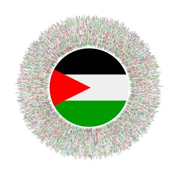 Bandera de Palestina con rayos de colores Signo de país radiante Estallido de sol brillante con bandera de Palestina — Vector de stock