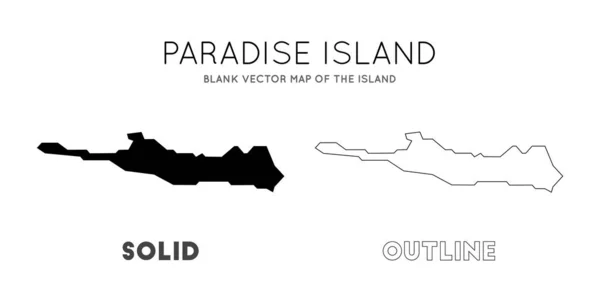 Mapa de Paradise Island Mapa vectorial en blanco de las fronteras insulares de Paradise Island para su — Vector de stock