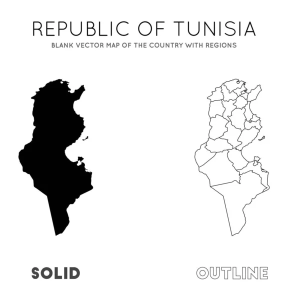 Туніс мапа Чиста векторна мапа країни з регіонами, що межують з Тунісом для вашої інфографіки. — стоковий вектор