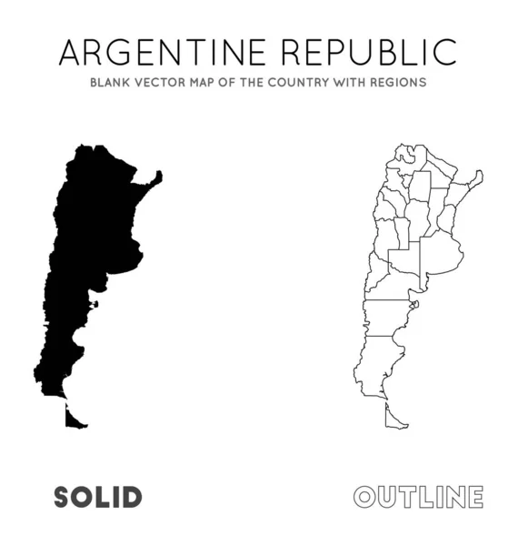 Mapa de Argentina Mapa vectorial en blanco del país con regiones Fronteras de Argentina para su — Archivo Imágenes Vectoriales