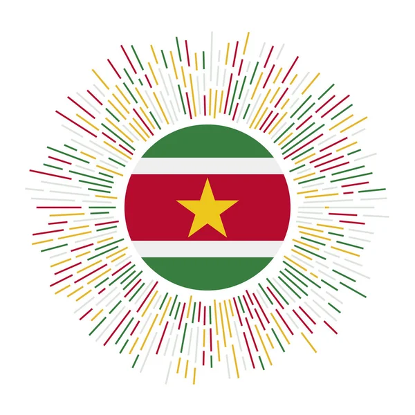 Sinal do Suriname Bandeira do país com raios coloridos Sunburst radiante com bandeira do Suriname Vector —  Vetores de Stock