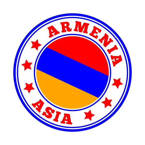 Armenia segno Logo paese rotondo con la bandiera di Armenia Illustrazione vettoriale — Vettoriale Stock