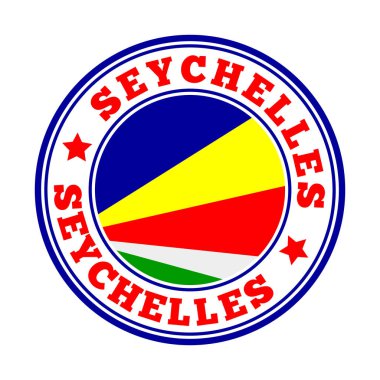 Seychelles sign Round country logo with flag of Seychelles Vector illustration