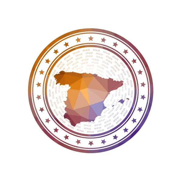 Lapos alacsony poly bélyeg Spanyolország Polygonal Spain jelvény Trendy vektor logó az ország — Stock Vector
