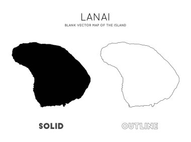 Bilgi vektörünüz için Lanai Adasının Lanai kenarlarının Lanai haritası boş vektör haritası