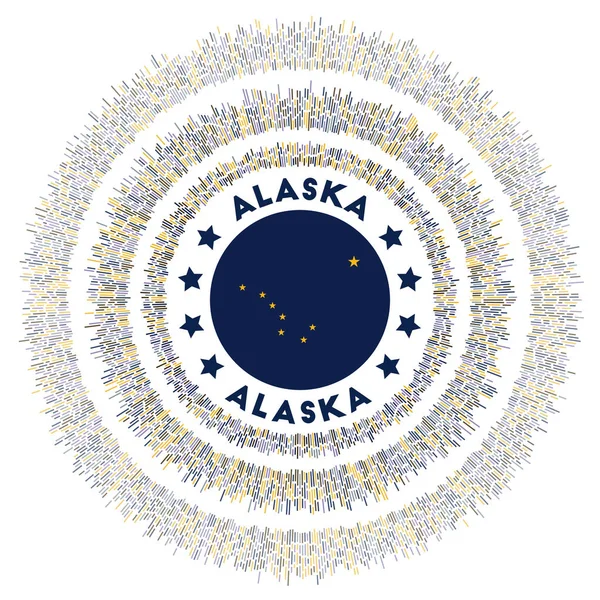 Alaska symbol Radiant us state flag with colorful rays Shiny sunburst with Alaska flag Modern — Stock Vector