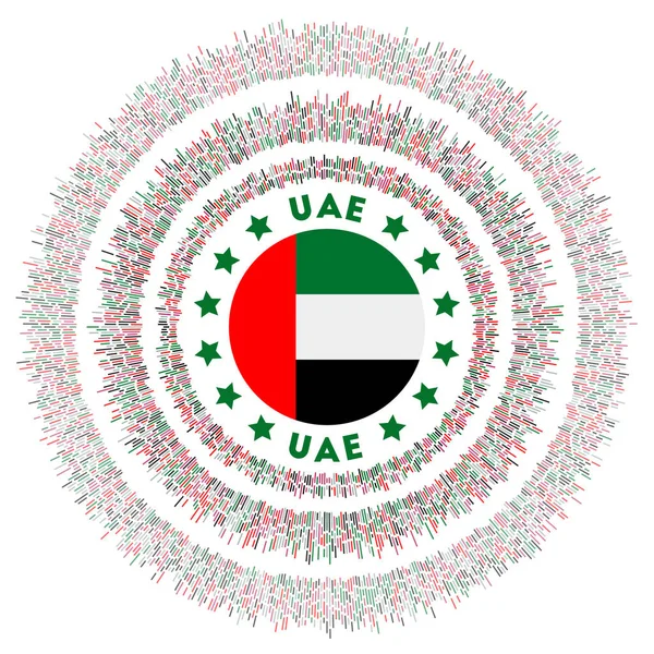 Символ ОАЭ "Сияющий флаг страны" с яркими лучами солнечного света с флагом ОАЭ — стоковый вектор