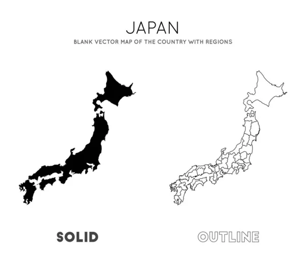 Japan map Blank vector map of the Country with regions Borders of Japan for your infographic — Stock Vector