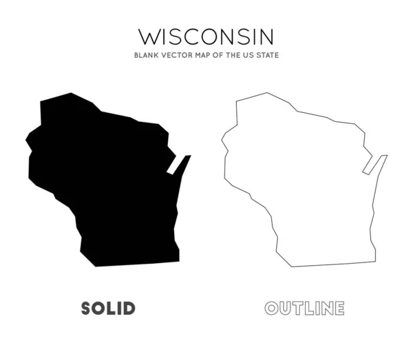 Wisconsin map Prázdná vektorová mapa státních hranic Wisconsinu pro váš infografický vektor — Stockový vektor