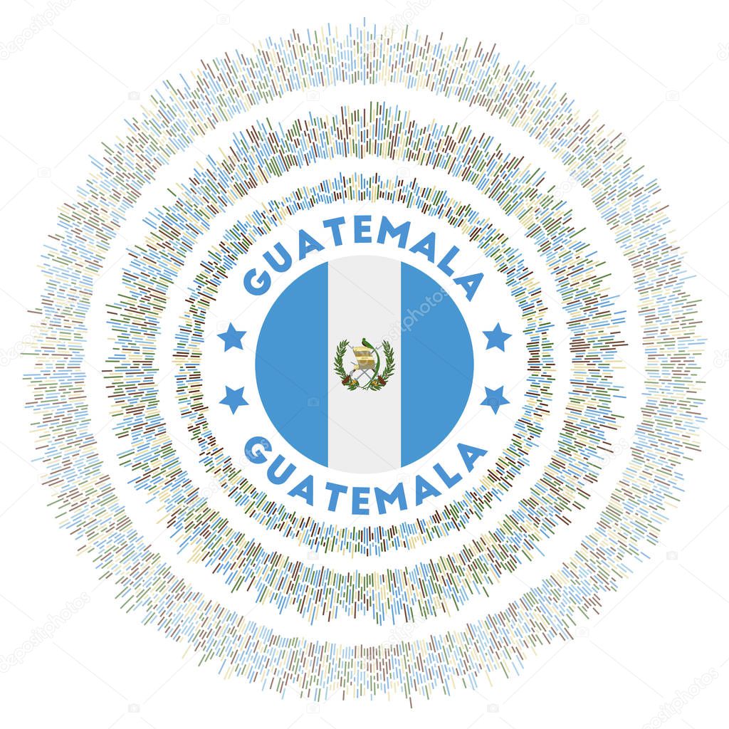 Guatemala symbol. Radiant country flag with colorful rays. Shiny sunburst with Guatemala flag. Trendy vector illustration.