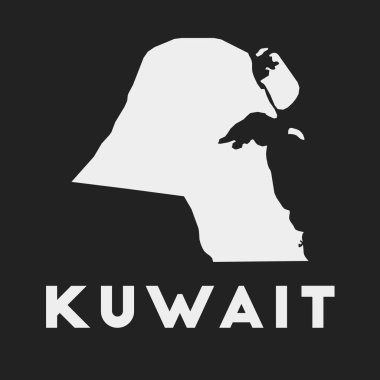 Kuwait icon Country map on dark background Stylish Kuwait map with country name Vector