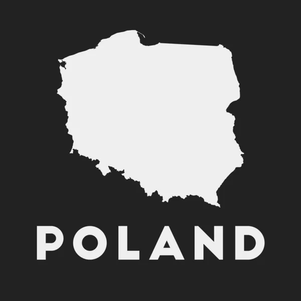Polsko ikona Země mapa na tmavém pozadí Stylová mapa Polska s názvem země Vector — Stockový vektor