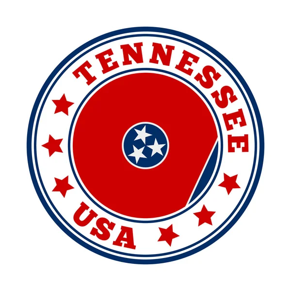 Firma Tennessee Logo dello stato Round us con la bandiera di Tennessee Vector — Vettoriale Stock