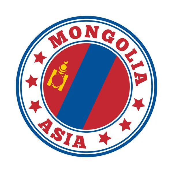 Mongolië teken Ronde land logo met vlag van Mongolië Vector illustratie — Stockvector