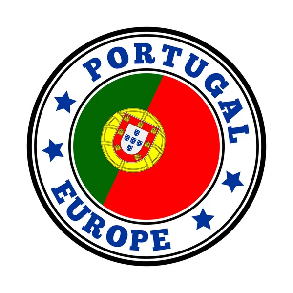Portogallo firma Logo paese rotondo con la bandiera di Portogallo Illustrazione vettoriale — Vettoriale Stock