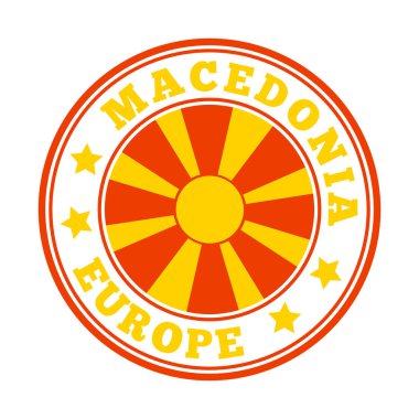 Makedonya, Makedonya Vektör illüstrasyonunun bayrağıyla yuvarlak ülke logosunu imzaladı