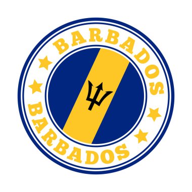 Barbados, Barbados Vektör illüstrasyonunun bayrağıyla Yuvarlak Ülke logosunu imzaladı