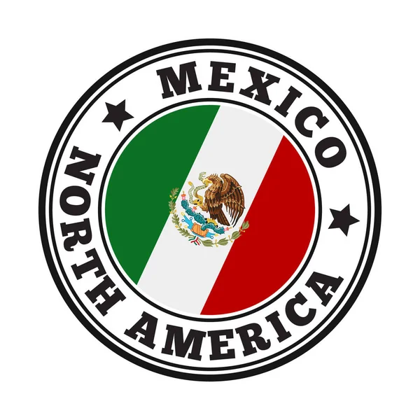 Mexiko Zeichen rund Land-Logo mit Flagge von Mexiko Vektor Illustration — Stockvektor