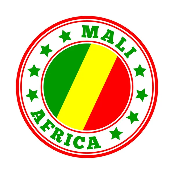 Malí signo redondo país logotipo con la bandera de Malí Vector ilustración — Vector de stock