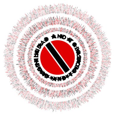 Trinidad ve Tobago sembolü Trinidad 'la birlikte renkli ışınlar saçan parlak ülke bayrağı