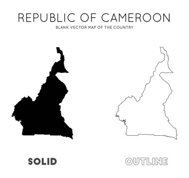 Bilgi vektörünüz için Kamerun Ülke Sınırlarının Kamerun haritası boş vektör haritası