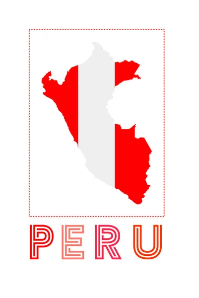 Peru Logo Map of Peru with country name and flag Charming vector illustration — 스톡 벡터